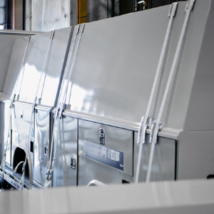Enclosed truck bodies packaged and ready to be shipped